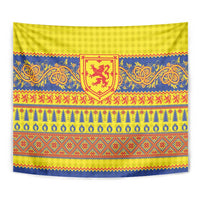 Scottish Christmas Tapestry Scotland Thistle and Celtic Knot Yellow-Red Color - Wonder Print Shop