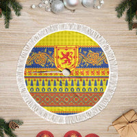 Scottish Christmas Tree Skirt Scotland Thistle and Celtic Knot Yellow-Red Color - Wonder Print Shop