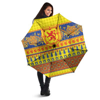 Scottish Christmas Umbrella Scotland Thistle and Celtic Knot Yellow-Red Color - Wonder Print Shop