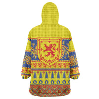Scottish Christmas Wearable Blanket Hoodie Scotland Thistle and Celtic Knot Yellow-Red Color - Wonder Print Shop