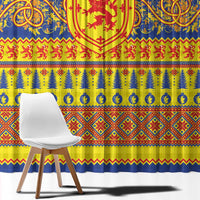 Scottish Christmas Window Curtain Scotland Thistle and Celtic Knot Yellow-Red Color - Wonder Print Shop
