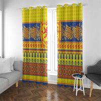 Scottish Christmas Window Curtain Scotland Thistle and Celtic Knot Yellow-Red Color - Wonder Print Shop