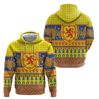 Scottish Christmas Zip Hoodie Scotland Thistle and Celtic Knot Yellow-Red Color - Wonder Print Shop