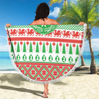 Welsh Christmas Beach Blanket Awen and Celtics Culture with Xmas Elements - Wonder Print Shop
