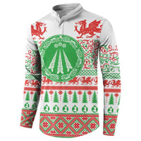 Welsh Christmas Button Sweatshirt Awen and Celtics Culture with Xmas Elements - Wonder Print Shop