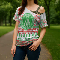 Welsh Christmas Cross Shoulder Shirt Awen and Celtics Culture with Xmas Elements - Wonder Print Shop