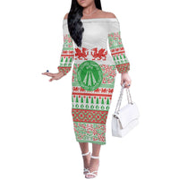 Welsh Christmas Family Matching Off The Shoulder Long Sleeve Dress and Hawaiian Shirt Awen and Celtics Culture with Xmas Elements - Wonder Print Shop