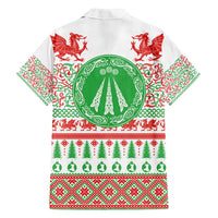Welsh Christmas Family Matching Off Shoulder Short Dress and Hawaiian Shirt Awen and Celtics Culture with Xmas Elements - Wonder Print Shop