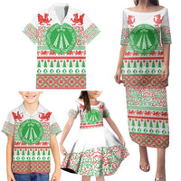 Welsh Christmas Family Matching Puletasi and Hawaiian Shirt Awen and Celtics Culture with Xmas Elements - Wonder Print Shop