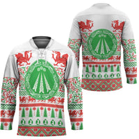 Welsh Christmas Hockey Jersey Awen and Celtics Culture with Xmas Elements - Wonder Print Shop