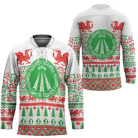 Welsh Christmas Hockey Jersey Awen and Celtics Culture with Xmas Elements - Wonder Print Shop
