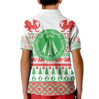 Welsh Christmas Kid Polo Shirt Awen and Celtics Culture with Xmas Elements - Wonder Print Shop