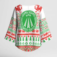 Welsh Christmas Kimono Sleeve Blouse Awen and Celtics Culture with Xmas Elements - Wonder Print Shop
