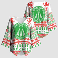 Welsh Christmas Kimono Sleeve Blouse Awen and Celtics Culture with Xmas Elements - Wonder Print Shop