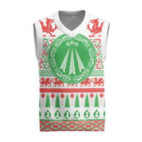 Welsh Christmas Knitted V-Neck Vest Awen and Celtics Culture with Xmas Elements - Wonder Print Shop