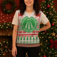 Welsh Christmas Knitted V-Neck Vest Awen and Celtics Culture with Xmas Elements - Wonder Print Shop