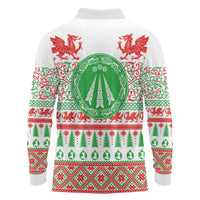 Welsh Christmas Long Sleeve Polo Shirt Awen and Celtics Culture with Xmas Elements - Wonder Print Shop