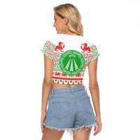 Welsh Christmas Raglan Cropped T Shirt Awen and Celtics Culture with Xmas Elements - Wonder Print Shop