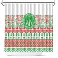 Welsh Christmas Shower Curtain Awen and Celtics Culture with Xmas Elements - Wonder Print Shop