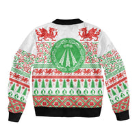 Welsh Christmas Sleeve Zip Bomber Jacket Awen and Celtics Culture with Xmas Elements - Wonder Print Shop