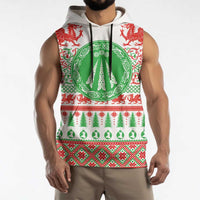 Welsh Christmas Sleeveless Hoodie Awen and Celtics Culture with Xmas Elements - Wonder Print Shop