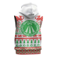 Welsh Christmas Sleeveless Zip Hoodie Awen and Celtics Culture with Xmas Elements - Wonder Print Shop