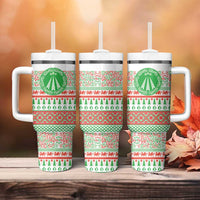 Welsh Christmas Tumbler With Handle Awen and Celtics Culture with Xmas Elements - Wonder Print Shop