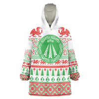 Welsh Christmas Wearable Blanket Hoodie Awen and Celtics Culture with Xmas Elements - Wonder Print Shop