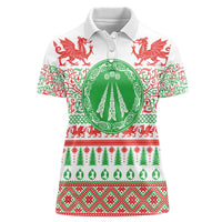 Welsh Christmas Women Polo Shirt Awen and Celtics Culture with Xmas Elements - Wonder Print Shop
