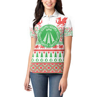 Welsh Christmas Women Polo Shirt Awen and Celtics Culture with Xmas Elements - Wonder Print Shop