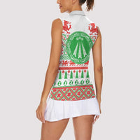 Welsh Christmas Women Sleeveless Polo Shirt Awen and Celtics Culture with Xmas Elements - Wonder Print Shop