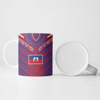 Custom Haiti National Football Ceramic Mug Dashiki Sporty Style - Wonder Print Shop
