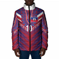 Custom Haiti National Football Padded Jacket Dashiki Sporty Style - Wonder Print Shop
