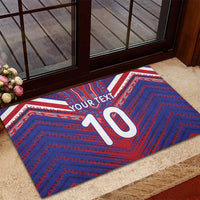 Custom Haiti National Football Rubber Doormat Dashiki Sporty Style - Wonder Print Shop