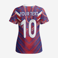 Custom Haiti National Football Scrub Top Dashiki Sporty Style - Wonder Print Shop