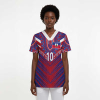 Custom Haiti National Football Scrub Top Dashiki Sporty Style - Wonder Print Shop