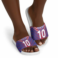 Custom Haiti National Football Slide Sandals Dashiki Sporty Style - Wonder Print Shop