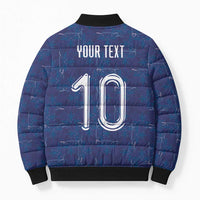 Custom Haiti National Football Bomber Puffer Jacket Haiti Emblems Motif - Wonder Print Shop