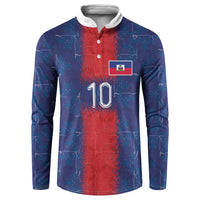 Custom Haiti National Football Button Sweatshirt Haiti Emblems Motif