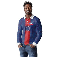 Custom Haiti National Football Long Sleeve Polo Shirt Haiti Emblems Motif - Wonder Print Shop