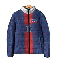 Custom Haiti National Football Padded Jacket Haiti Emblems Motif - Wonder Print Shop