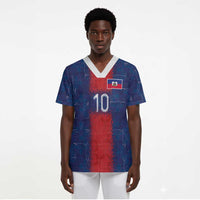Custom Haiti National Football Scrub Top Haiti Emblems Motif - Wonder Print Shop