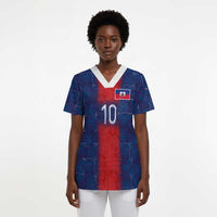 Custom Haiti National Football Scrub Top Haiti Emblems Motif - Wonder Print Shop