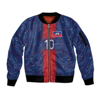 Custom Haiti National Football Sleeve Zip Bomber Jacket Haiti Emblems Motif - Wonder Print Shop