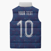 Custom Haiti National Football Sleeveless Puffer Jacket Haiti Emblems Motif - Wonder Print Shop