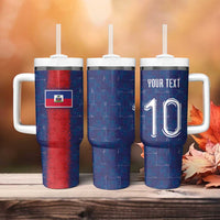Custom Haiti National Football Tumbler With Handle Haiti Emblems Motif - Wonder Print Shop