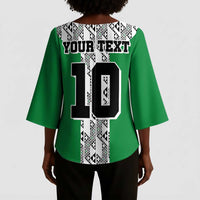 Custom Nigeria National Football Kimono Sleeve Blouse Inspired Retro Style - Wonder Print Shop