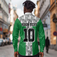 Custom Nigeria National Football Long Sleeve Button Shirt Inspired Retro Style - Wonder Print Shop
