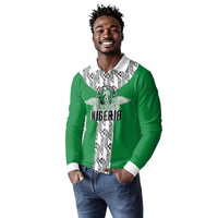Custom Nigeria National Football Long Sleeve Polo Shirt Inspired Retro Style - Wonder Print Shop