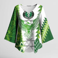 Custom Nigeria National Football Kimono Sleeve Blouse Naija Super Eagles - Wonder Print Shop